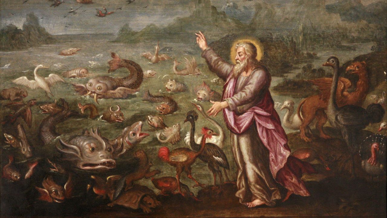 God Creating the Birds & Fish Painting