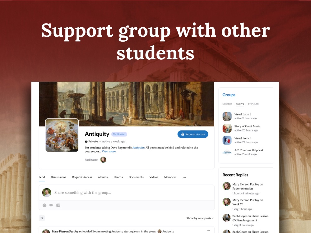 Support group with other students