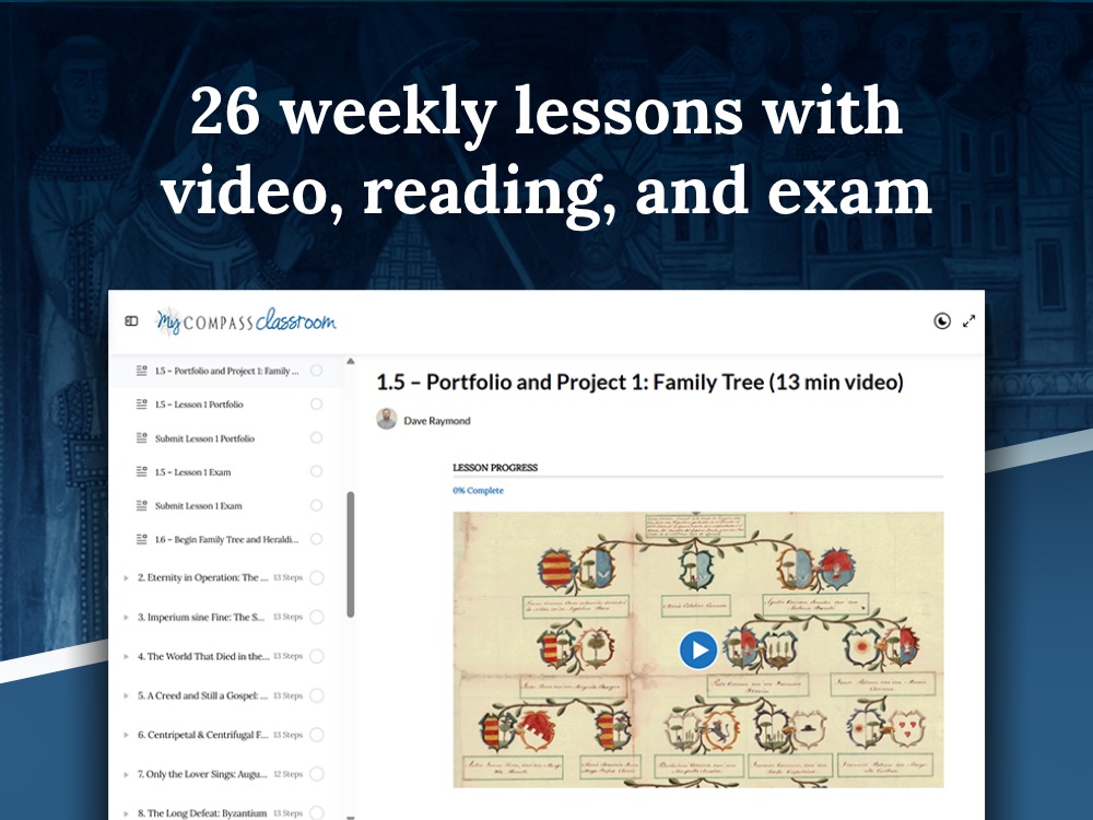 26 weekly lessons with video, reading, and exam