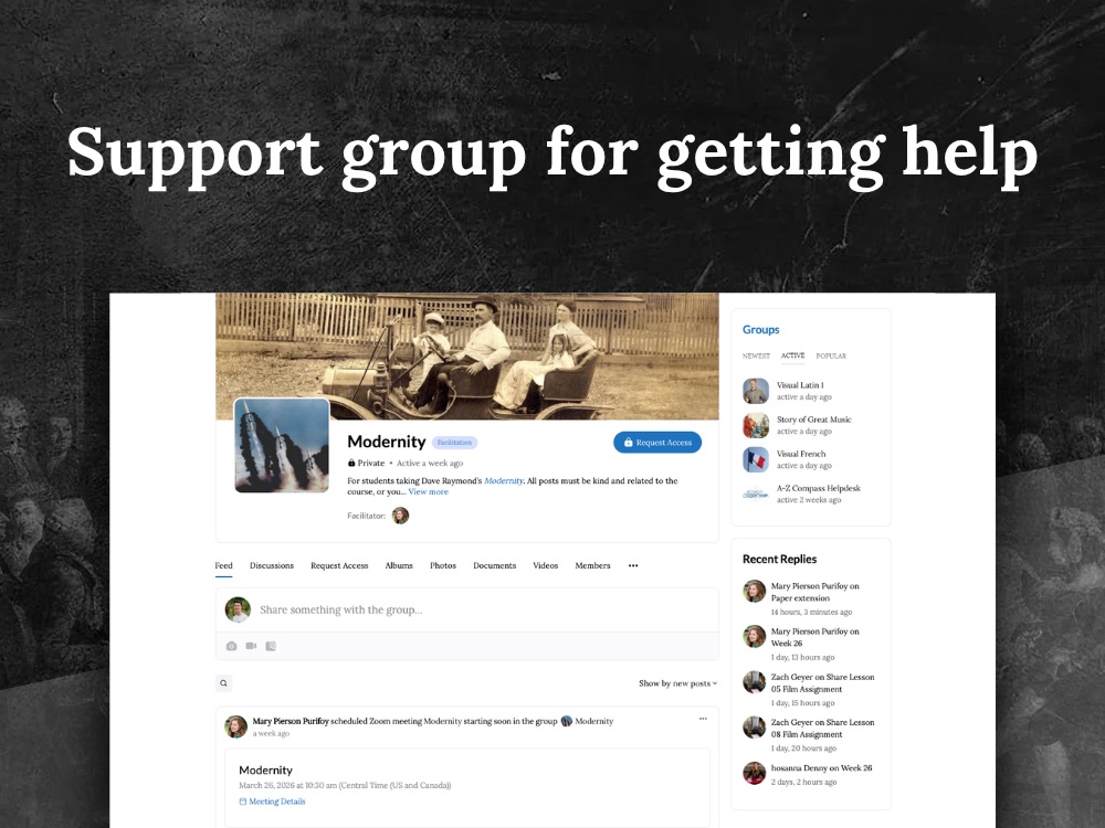 Support group for getting help