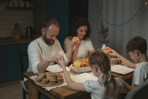 Family praying.