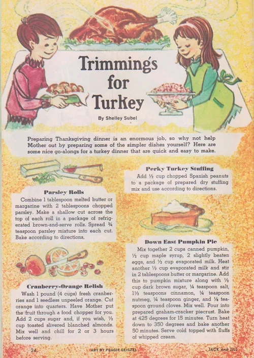 Vintage recipe - trimmings for turkey